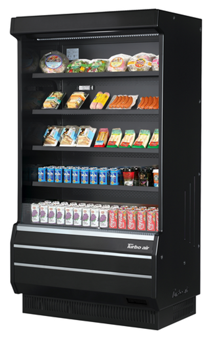 Turbo Air TOM-40B-SP(-A)-N 14.4 Cu. Ft. Black Vertical Open Display Merchandiser - 115 Volts