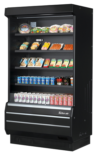 Turbo Air TOM-40B-SP(-A)-N 14.4 Cu. Ft. Black Vertical Open Display Merchandiser - 115 Volts