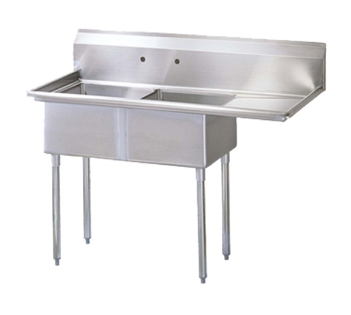 Turbo Air TSA-2-R1 57" W Stainless Steel 18 Gauge 2-Compartment Sink with Right-Hand Drainboard