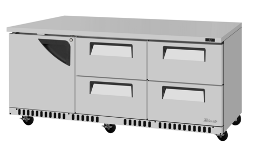 Turbo Air TUR-72SD-D4R(L)-FB-N 17.6 Cu. Ft. Stainless Steel Solid Super Deluxe Series Undercounter Refrigerator - 115 Volts