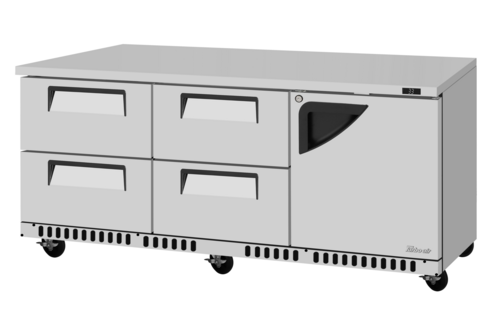 Turbo Air TUR-72SD-D4R(L)-FB-N 17.6 Cu. Ft. Stainless Steel Solid Super Deluxe Series Undercounter Refrigerator - 115 Volts