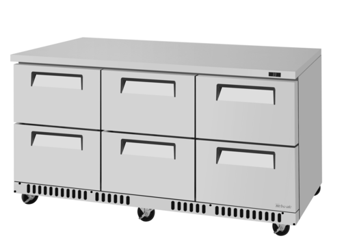 Turbo Air TUR-72SD-D6-FB-N 17.6 Cu. Ft. Stainless Steel Drawers Super Deluxe Series Undercounter Refrigerator - 115 Volts