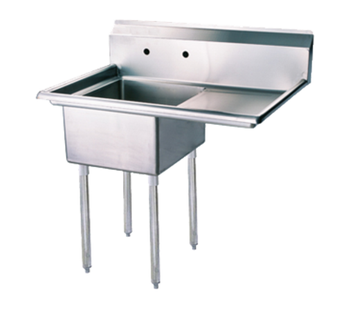 Turbo Air TSA-1-R1 39" W Stainless Steel 18 Gauge 1-Compartment Sink with Right-Hand Drainboard