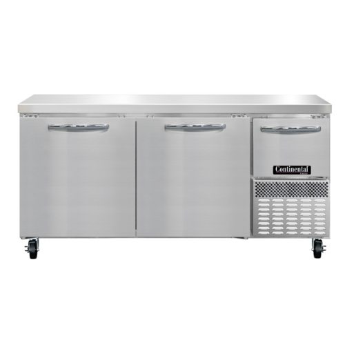 Continental Refrigerator FA68SN 68" W Stainless Steel Freezer Base Shallow Depth Worktop Unit - 115 Volts