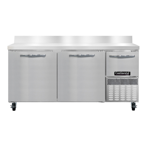 Continental Refrigerator FA68SNBS 68" W Stainless Steel Freezer Base Shallow Depth Worktop Unit - 115 Volts