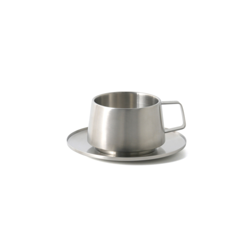 FOH DCS072BSS23 0.5" H x 6.25" W x 6.25" D Silver Stainless Steel Brushed Finish Round Bevel Saucer