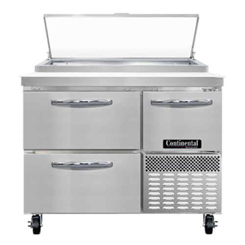 Continental Refrigerator PA43N-D 12 Cu. Ft. Stainless Steel One-Section Pizza Prep Table - 115 Volts