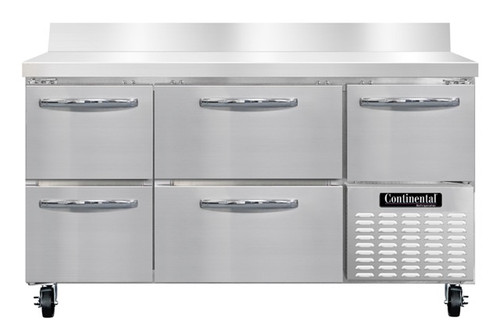 Continental Refrigerator FA60SNBS-D 60" W Stainless Steel Freezer Base Shallow Depth Worktop Unit - 115 Volts