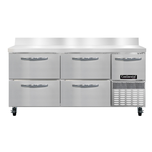 Continental Refrigerator FA68SNBS-D 68" W Stainless Steel Freezer Base Shallow Depth Worktop Unit - 115 Volts