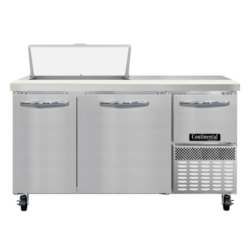 Continental Refrigerator RA60SN8 60" W Stainless Steel Refrigerated Shallow Depth Sandwich Unit - 115 Volts