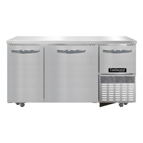 Continental Refrigerator RA60SN-U 60" W Stainless Steel Solid Undercounter Shallow Depth Refrigerated Base - 115 Volts