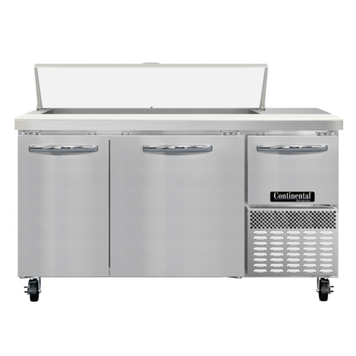 Continental Refrigerator RA60SN12 60" W Stainless Steel Refrigerated Base Shallow Depth Sandwich Unit - 115 Volts