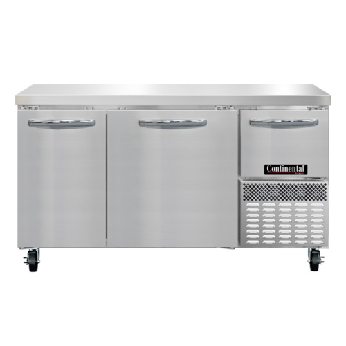 Continental Refrigerator FA60SN 60" W Stainless Steel Freezer Base Shallow Depth Worktop Unit - 115 Volts