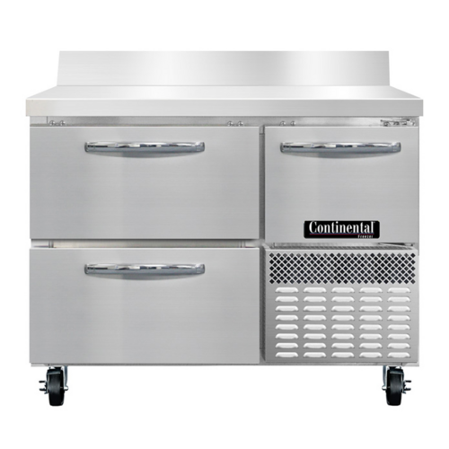 Continental Refrigerator FA43SNBS-D 43" W Stainless Steel Freezer Base Shallow Depth Worktop Unit - 115 Volts