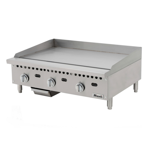 Migali C-G36T 36" W Stainless Steel Countertop Natural Gas Competitor Series Griddle - 75,000 BTU