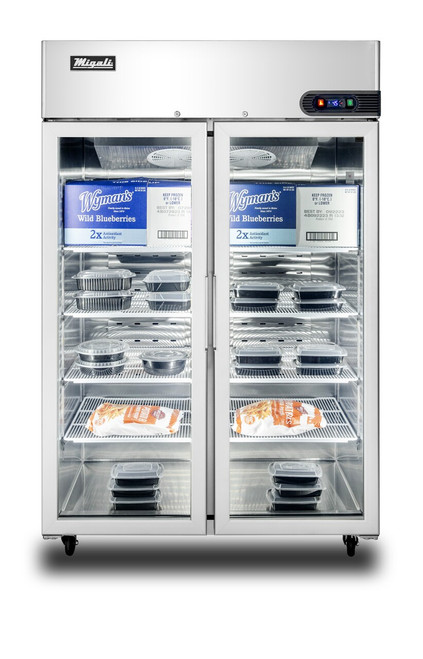 Migali C-2FG-HC 43.2 Cu. Ft. Stainless Steel 2 Glass Doors Reach-In Competitor Series Freezer - 115 Volts