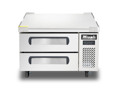 Migali C-CB36-HC 4.7 Cu. Ft. Stainless Steel 2 Drawers Competitor Series Refrigerated Equipment Stand or Chef Base - 115 Volts
