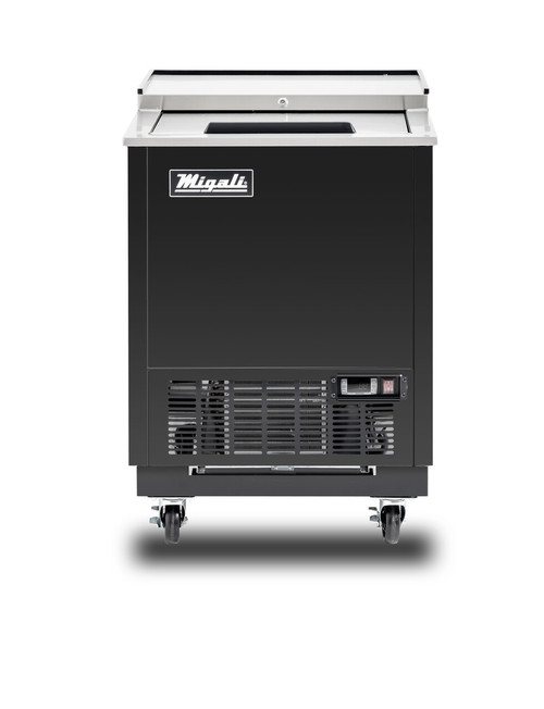 Migali C-GF25-HC 4.1 Cu. Ft Black Stainless Steel Competitor Series Glass Froster Freezer - 115 Volts