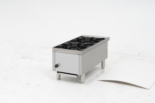 Migali C-HP-2B-12 12" W Stainless Steel Heavy-Duty 2 Burners Counter-Top Hot Plate - 64,000 BTU