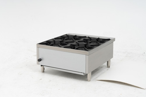 Migali C-HP-4B-24 24" W Stainless Steel 4 Burners Heavy-Duty Counter-Top Hot Plate - 128,000 BTU