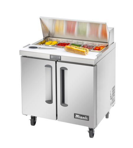 Migali C-SP36-10-HC 36.3" W Stainless Steel One-Section Competitor Series Refrigerated Counter and Sandwich Prep Table - 115 Volts