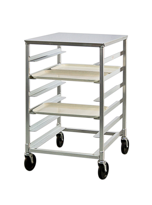 New Age NS834 38"H Mobile Aluminum 12 Tray Rack with Stainless Steel Top