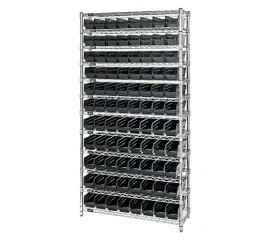 Quantum WR12-103CO 36" W x 18" D x 74" H Overall Size Chrome Plated Finish Bin Wire Shelving System