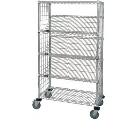 Quantum WRCSL5-63-2436EP 36" W x 24" D x 69" H Chrome Plated Slanted Shelf Enclosed Cart