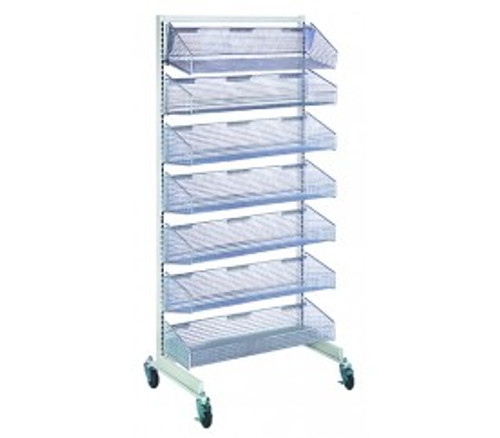 Quantum WS70-SS36-7S 36" W x 26"D x 74" H White and Chrome Finish Mobile Single Sided Partition Wall Starter Unit