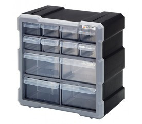 Quantum PDC-12BK 6.25" L x 10.5" W x 10.25" H Plastic Drawer Cabinet