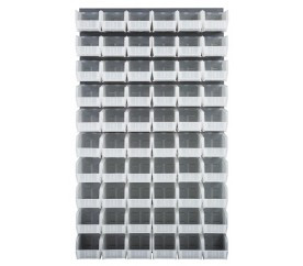 Quantum QLP-3661-230-60CL 36" L x 11" D x 61" H Gray Enamel Heavy Duty 16 Ga. Steel with 60 Clear Bins Louvered Panel