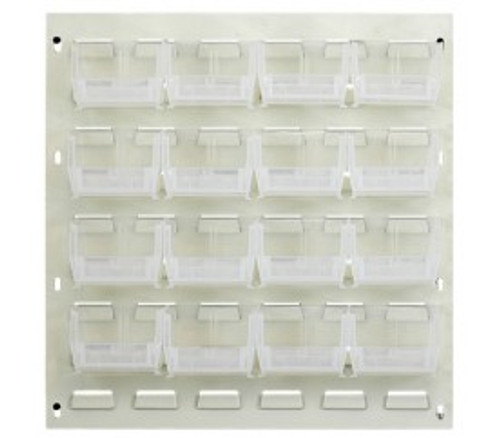 Quantum QLP-1819HC-210-16CL 18" L x 6" D x 19" H Oyster White Enamel Heavy Duty 16 Ga. Steel with 16 Clear Bins Louvered Panel