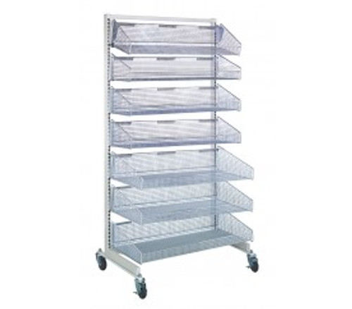 Quantum WS70-SS36-4S3L 36" W x 26"D x 74" H White and Chrome Finish Mobile Single Sided Partition Wall Starter Unit