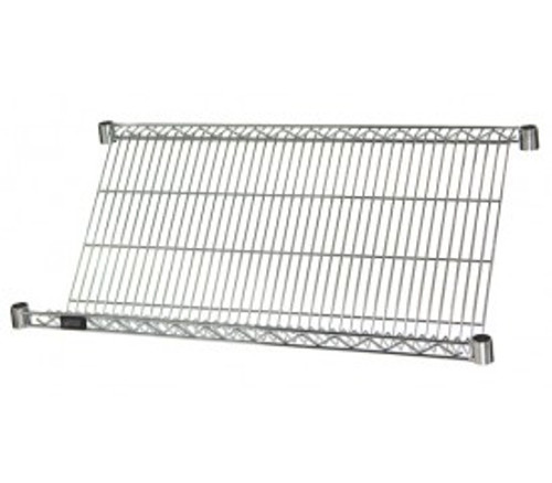 Quantum 1848SL6C 48" W x 18" D x 63" H Chrome Plated 63" Posts Slanted Shelving Unit