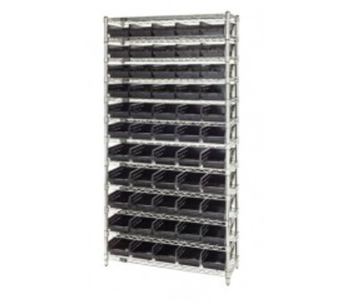 Quantum WR12-104CO 36" W x 18" D x 74" H Overall Size Chrome Plated Finish Bin Wire Shelving System