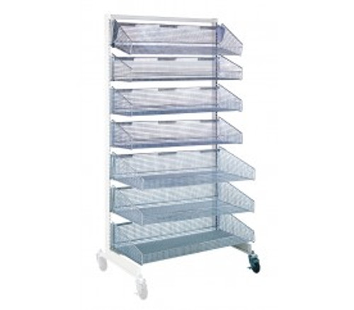 Quantum WS70-SS36AD-4S3L 36" W x 26"D x 74" H White and Chrome Finish Mobile Single Sided Partition Wall Add-On Unit