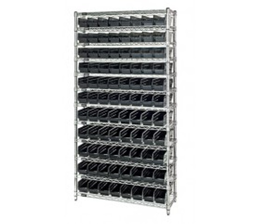 Quantum WR12-105CO 36" W x 24" D x 74" H Overall Size Chrome Plated Finish Bin Wire Shelving System