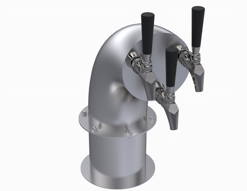 Krowne KSH-3S 3 Faucets Stainless Steel Countertop Krowne Triple Faucet Snakehead Tower