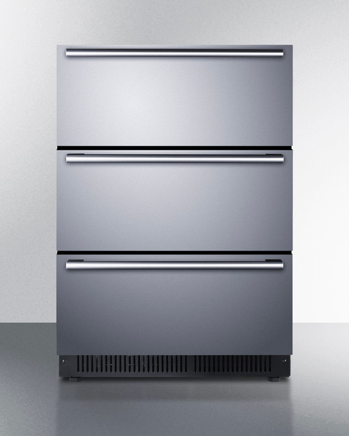Summit SP6DS3D 4.9 Cu. Ft. Stainless Steel Solid Door Three-Section Drawer All Refrigerator - 115 Volts