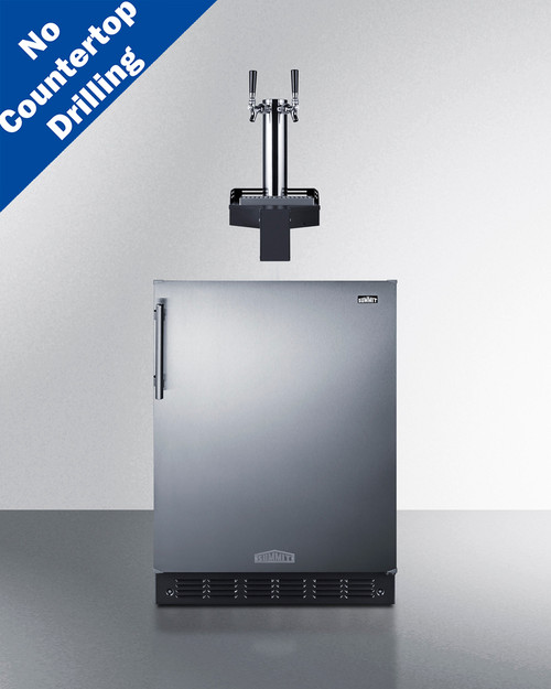 Summit SBC7BRSFLTWCFADA 23.63" W Stainless Steel Flat Top Floating Tap Built-In Cold Brew Coffee Kegerator - 115 Volts