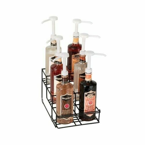 Dispense-Rite WR-BOTL-6 6 Section Black Wire Rack Bottle Organizer