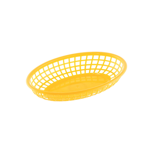 CAC China TTFB-09YL 9.25" L Yellow Polypropylene Oval Fast Food Basket (3 Dozen Per Case)