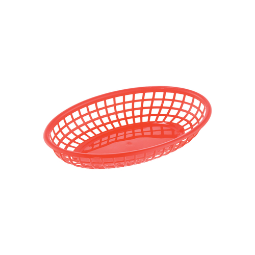 CAC China TTFB-09RD 9.25" L Red Polypropylene Oval Fast Food Basket (3 Dozen Per Case)