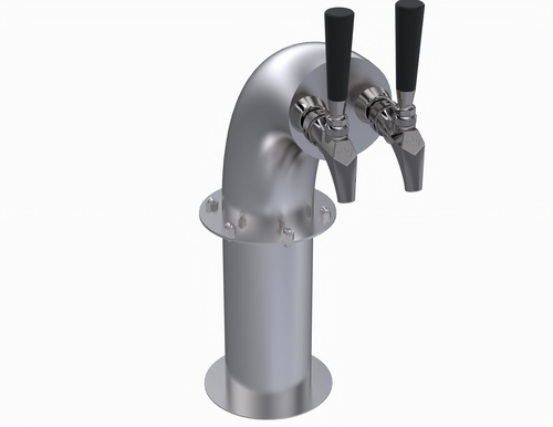 Krowne KSH-2S 2 Faucets Stainless Steel Countertop Krowne Dual Faucet Snakehead Tower