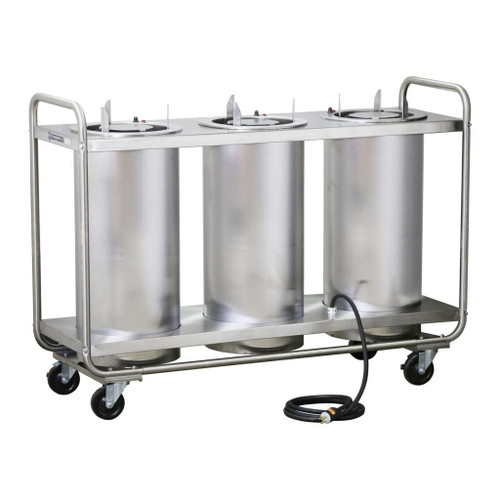 Lakeside 786 Adjust-a-Fit 7.5" Dia. Round Stainless Steel 3-Tube Open Heated Mobile Dish Dispenser