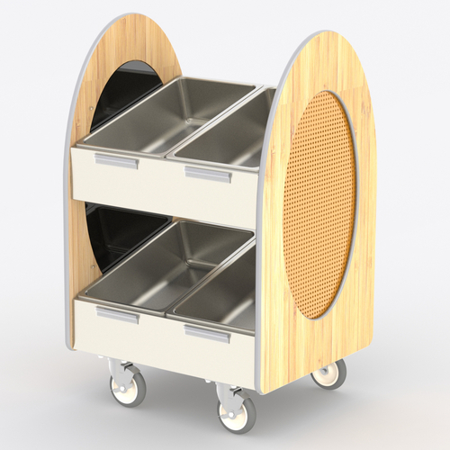 Lakeside 68322 27.5" Laminated Panels 2 Shelves Merchandising Cart