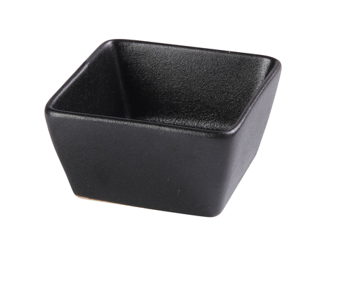 Yanco NB-4031 3 Oz. Black Porcelain Square Noble Double Sauce Dish