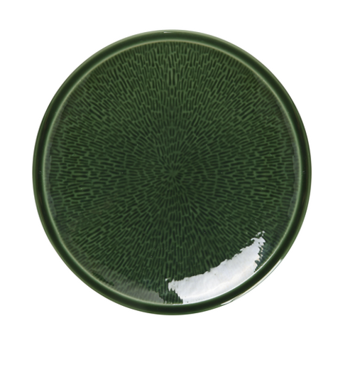 Yanco GG-111 11.13" Dia. Porcelain Round Deep Green Gem Plate