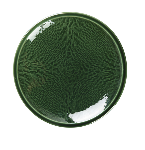 Yanco GG-110 10" Dia. Porcelain Round Coupe Green Gem Plate