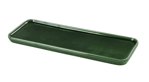 Yanco GG-513 13.5" W Porcelain Rectangular Coupe Green Gem Plate